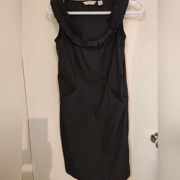 Sleeveless ruffle neck shift summer dress size PP Liz Calaiborne NWT Black - Picture 5 of 10